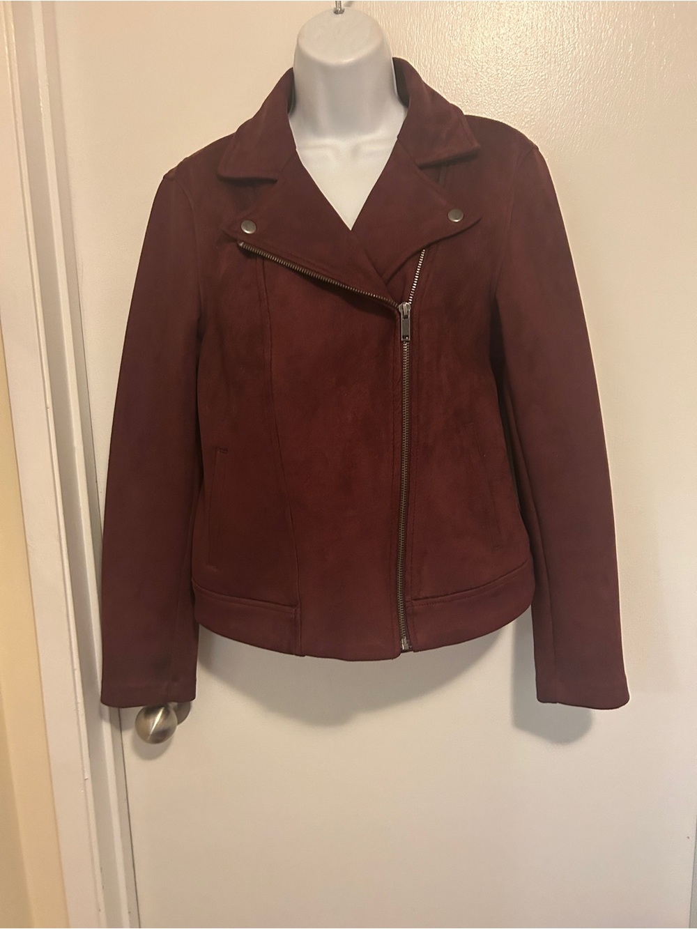Sm Old Navy Women's Suede Moto Jacket - Burgundy